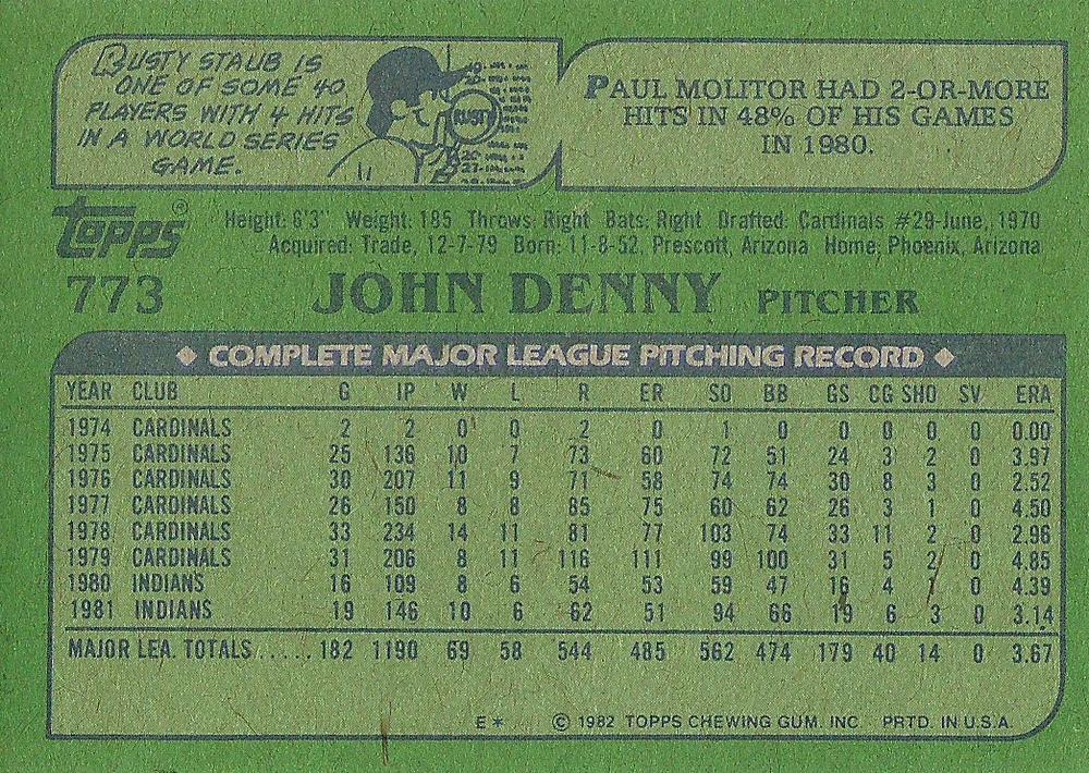 John Denny  baseball card collectible - Main Image 2