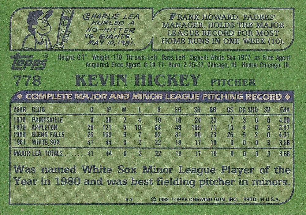 Kevin Hickey  baseball card collectible - Main Image 2