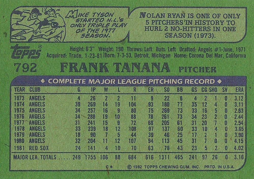 Frank Tanana  baseball card collectible - Main Image 2