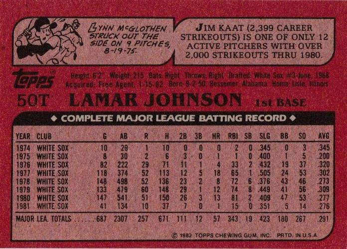 Lamar Johnson  baseball card collectible - Main Image 2