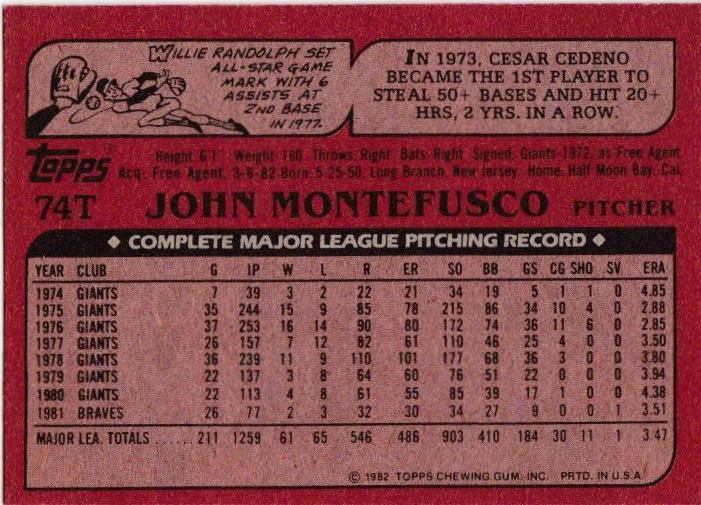 John Montefusco  baseball card collectible - Main Image 2