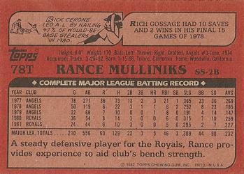 Rance Mulliniks  baseball card collectible - Main Image 2