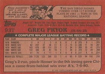 Greg Pryor  baseball card collectible - Main Image 2