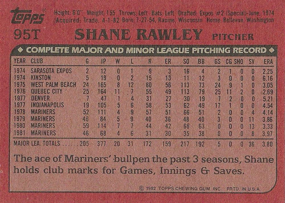 Shane Rawley  baseball card collectible - Main Image 2