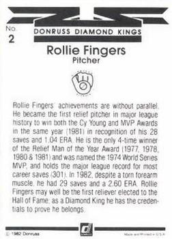 Rollie Fingers  baseball card collectible - Main Image 2