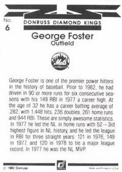 George Foster  baseball card collectible - Main Image 2