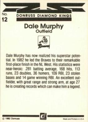 Dale Murphy  baseball card collectible - Main Image 2