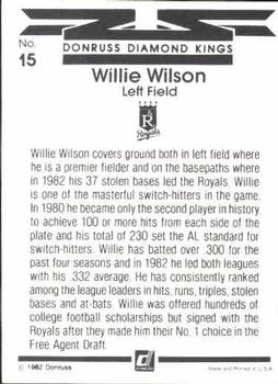 Willie Wilson  baseball card collectible - Main Image 2