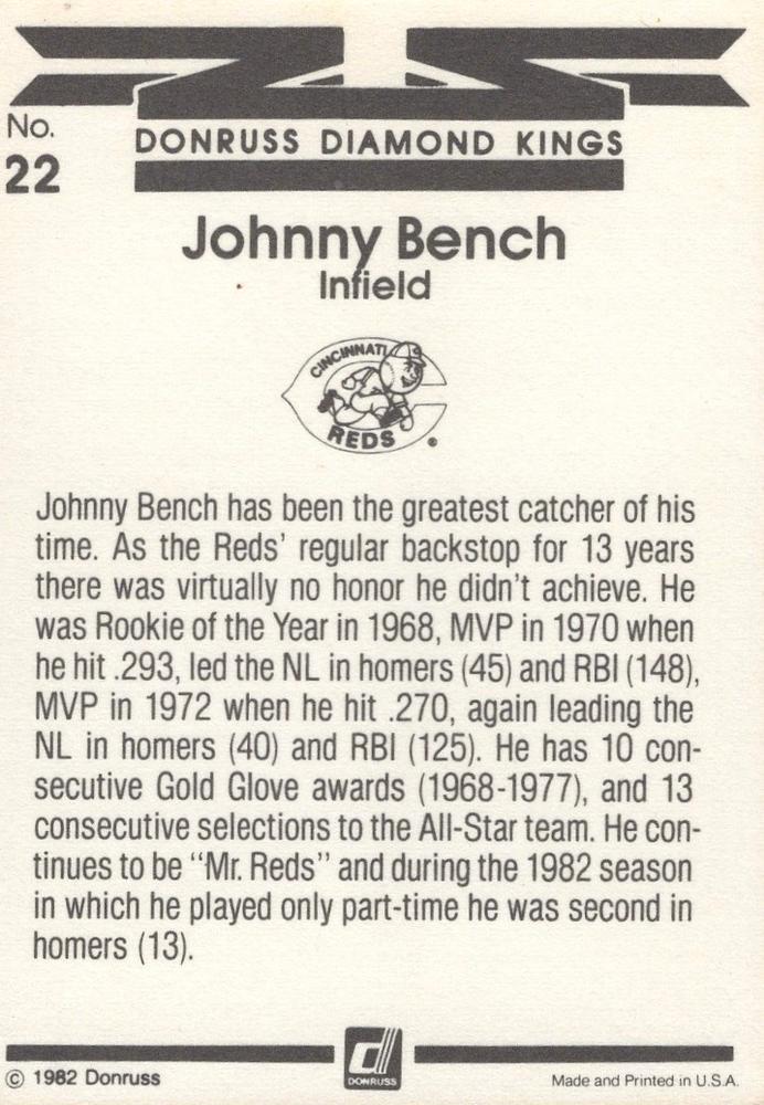 Johnny Bench  baseball card collectible - Main Image 2