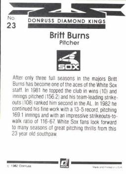 Britt Burns  baseball card collectible - Main Image 2