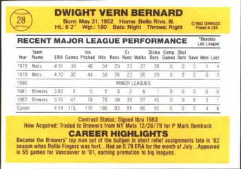 Dwight Bernard  baseball card collectible - Main Image 2