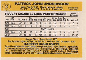 Pat Underwood  baseball card collectible - Main Image 2