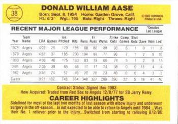 Don Aase  baseball card collectible - Main Image 2