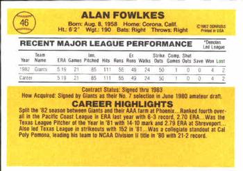 Alan Fowlkes  baseball card collectible - Main Image 2