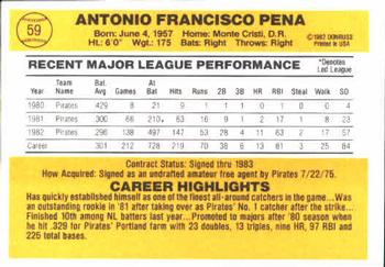 Tony Pena  baseball card collectible - Main Image 2
