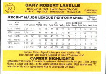 Gary Lavelle  baseball card collectible - Main Image 2