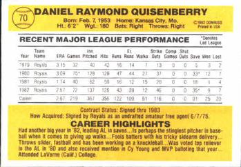 Dan Quisenberry  baseball card collectible - Main Image 2