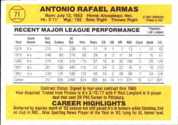 Tony Armas  baseball card collectible - Main Image 2