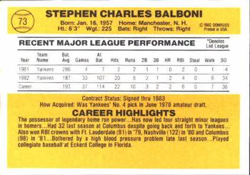 Steve Balboni  baseball card collectible - Main Image 2