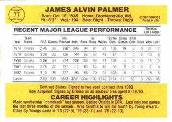 Jim Palmer  baseball card collectible - Main Image 2
