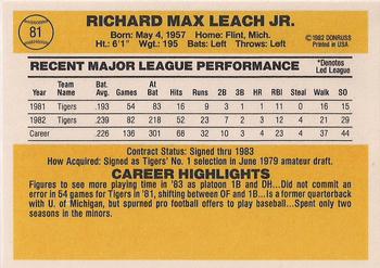 Rick Leach  baseball card collectible - Main Image 2