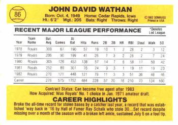 John Wathan  baseball card collectible - Main Image 2