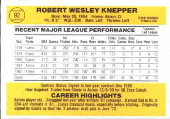 Bob Knepper  baseball card collectible - Main Image 2