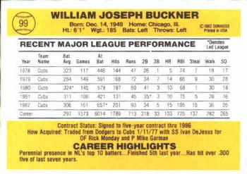 Bill Buckner  baseball card collectible - Main Image 2