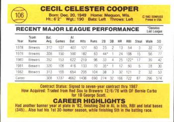 Cecil Cooper  baseball card collectible - Main Image 2