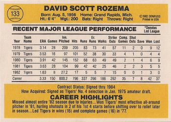 Dave Rozema  baseball card collectible - Main Image 2