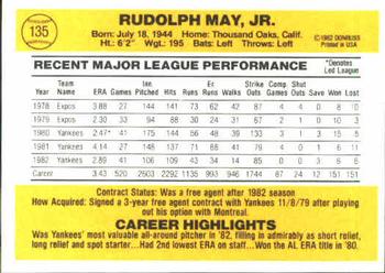 Rudy May  baseball card collectible - Main Image 2