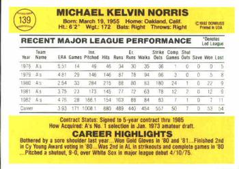 Mike Norris  baseball card collectible - Main Image 2