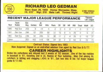Rich Gedman  baseball card collectible - Main Image 2