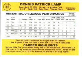 Dennis Lamp  baseball card collectible - Main Image 2