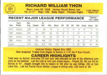 Dickie Thon  baseball card collectible - Main Image 2