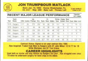 Jon Matlack  baseball card collectible - Main Image 2