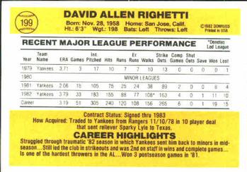Dave Righetti  baseball card collectible - Main Image 2
