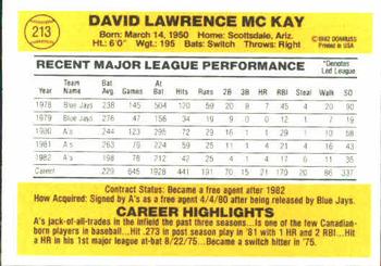 Dave McKay  baseball card collectible - Main Image 2