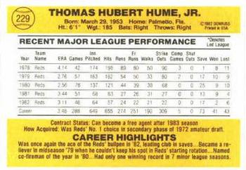 Tom Hume  baseball card collectible - Main Image 2