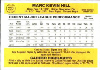 Marc Hill  baseball card collectible - Main Image 2