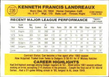 Ken Landreaux  baseball card collectible - Main Image 2