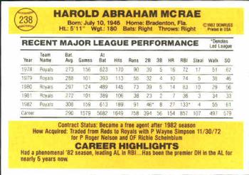 Hal McRae  baseball card collectible - Main Image 2