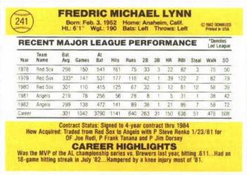 Fred Lynn  baseball card collectible - Main Image 2