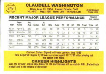 Claudell Washington  baseball card collectible - Main Image 2
