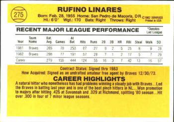 Rufino Linares  baseball card collectible - Main Image 2
