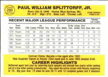 Paul Splittorff  baseball card collectible - Main Image 2