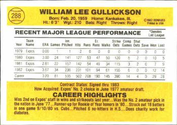 Bill Gullickson  baseball card collectible - Main Image 2