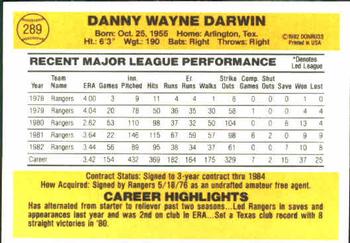 Danny Darwin  baseball card collectible - Main Image 2