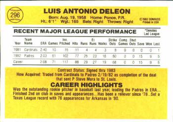 Luis DeLeon  baseball card collectible - Main Image 2