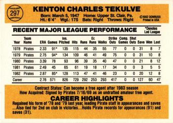 Kent Tekulve  baseball card collectible - Main Image 2